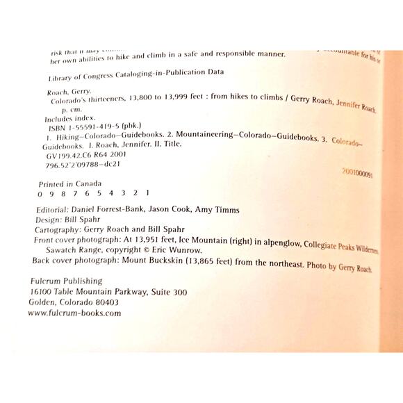 Colorado's Thirteeners by Gerry & Jennifer Roach (2001 FE Paperback) - Picture 2 of 11